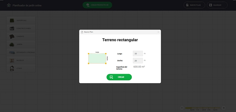 Determine el tamaño del terreno