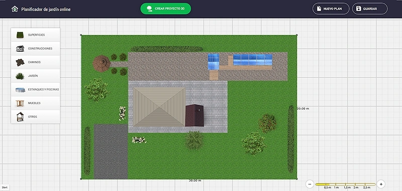 Dibuja senderos y añade árboles